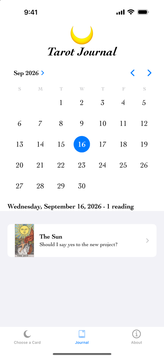 The Tarot Journal calendar
